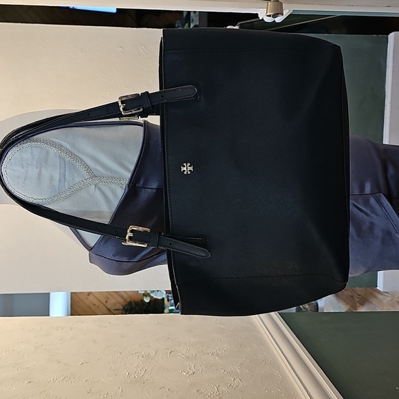 Tory Burch Dark Navy Leather York Buckle Tote Shoulder Bag - Picture 1 of 10